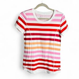 T by Talbots Rainbow Stripe Tee Stretch XS Classic Preppy Fun Cotton Modal